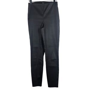 Aritzia Talula Womens Black Coated Flat Front Pants Side Zip 4